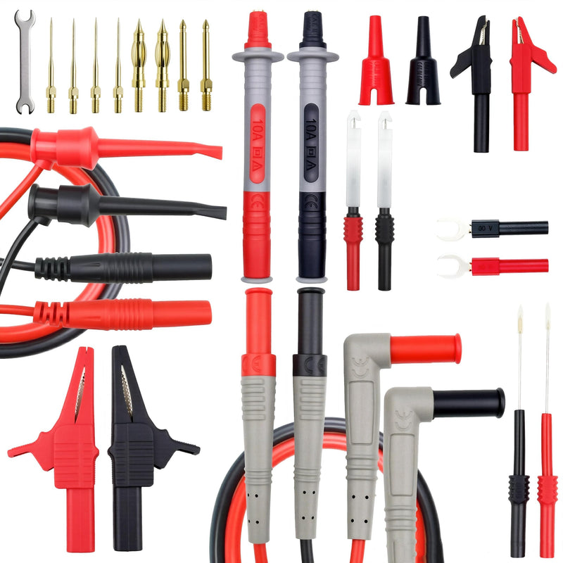 28 Pcs Multimeter Test Leads Kit with Gold-Plated Probes, Alligator Clips, Test Hooks & Back Probe Pins, Universal Multimeter Accessories for Automotive, Industrial and Home Electrical Testing