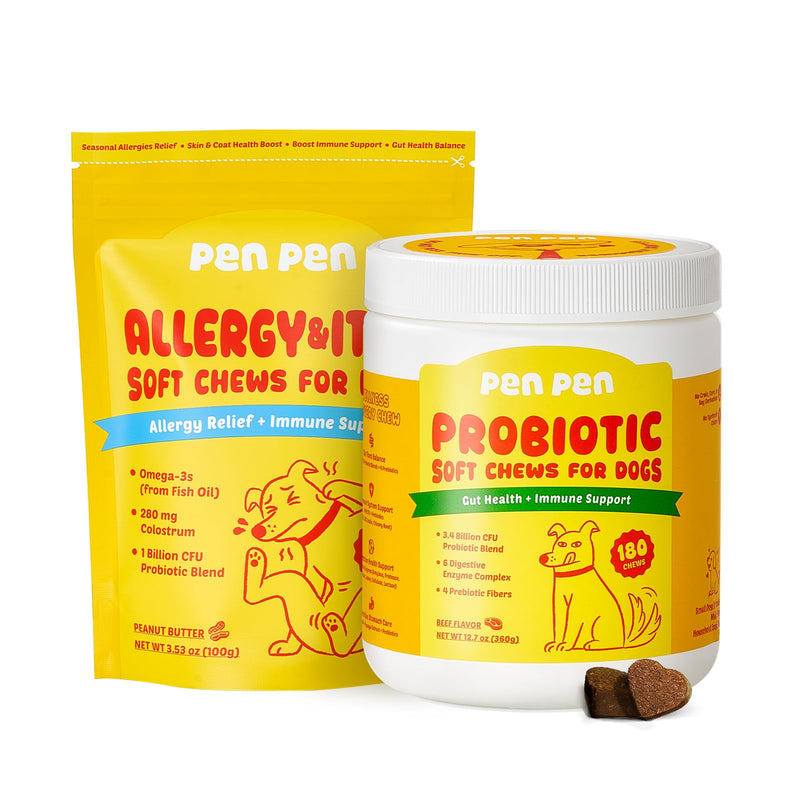 PENPEN Probiotics for Dogs (180 Chews) Dog Allergy Relief Chews (50 Chews)
