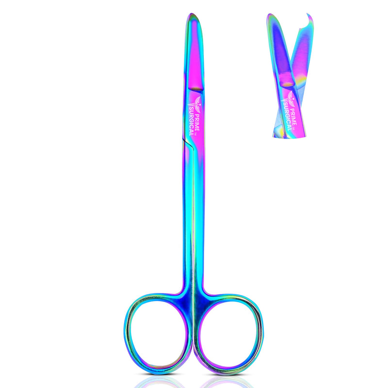 Suture Stitch Scissors 5” (13 cm) Straight – German Steel, Rainbow Titanium Coating, Delicate Hook Tip for Precision Ideal Suture Removal kit, First Aid, Hospitals, EMS & Veterinary Use