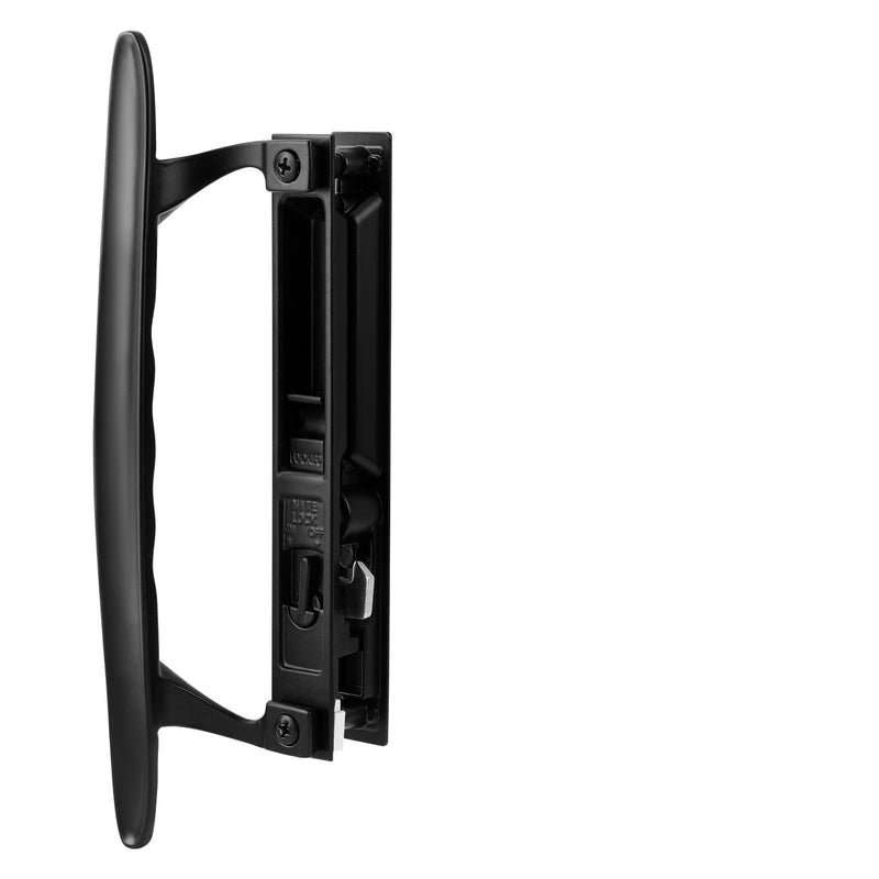 Sliding Patio Door Handle Set, Non-Keyed Black Diecast Replacement Handle, Fits 1" to 1-1/8" Thick Sliding Glass Doors, 6-5/8" Hole Spacing, Non-Handed Reversible Design 6-5/8" H.C Non Keyed