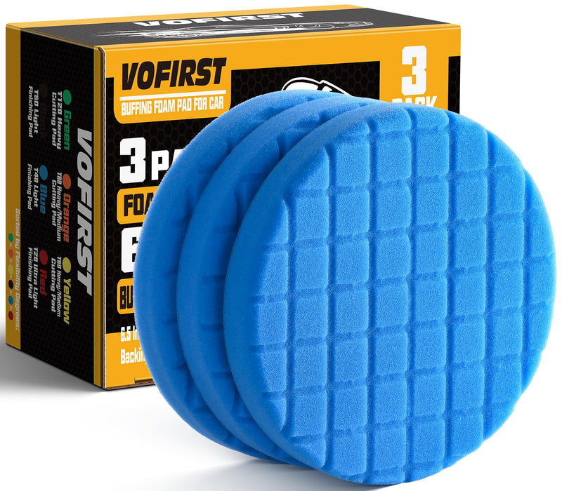6 Inch Buffing Polishing Pads, 3Pcs Blue Polishing Pad High-Density Buffing Sponge Pads 6.5 Inch Face for 6 Inch 150mm Backing Plate for Car Buffer Polisher Compounding, Polishing & Waxing 6.5 - Inch