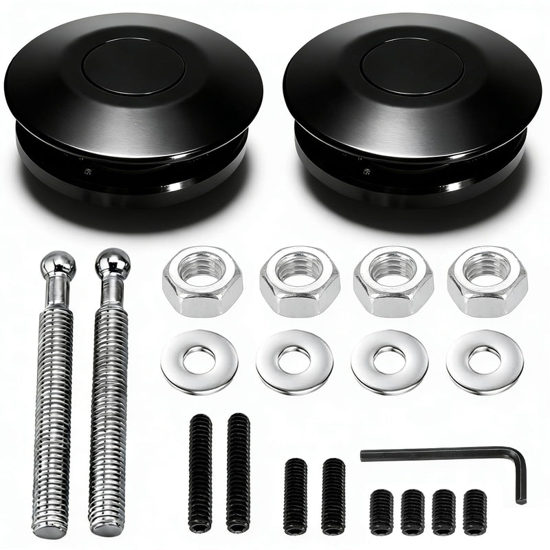 2 Pack Quick Latch Hood Pins Universal 2.44" Diameter Quick Release Latch Push Button Hood Bonnet Pins Lock Clip Kit (Black) Black 2.44"