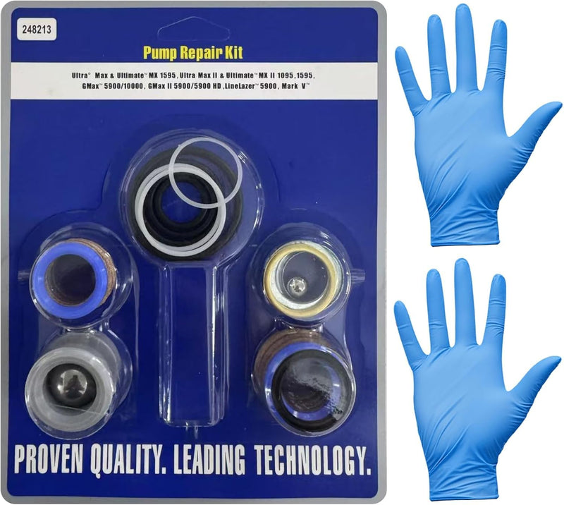 248213 Pump Repair Packing Kit, Premium Aftermarket Airless Paint Sprayer Pump Seal Repair Kit Compatible with Graco UltraMax II 1095 1595, GMAX 5900, GMax II 5900 10000, LineLazer 5900 Mark