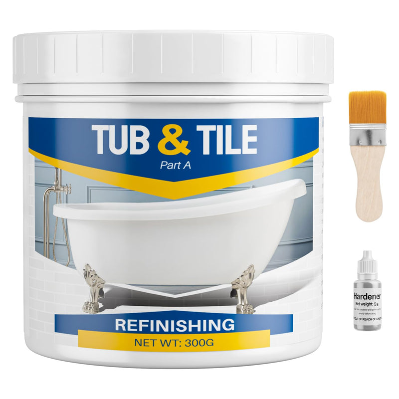 Tub and Tile Refinishing Kit, 10.6oz Bathtub Refinishing Kit with Tools, DIY Tub Paint White for Bathtub, Shower, Kitchen Countertop, Porcelain, Easy to Cover & Low Odor 10.6 Fl Oz (Pack of 1)