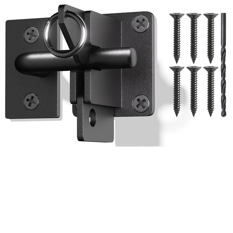 Hulave 304 Stainless Steel Fence Gate Latch, Self-Locking Gravity Gate Latch, Heavy Duty Privacy Gate Latch for Wooden Fence, Metal Gate & Vinyl Fence Gate Hardware (Black) Black