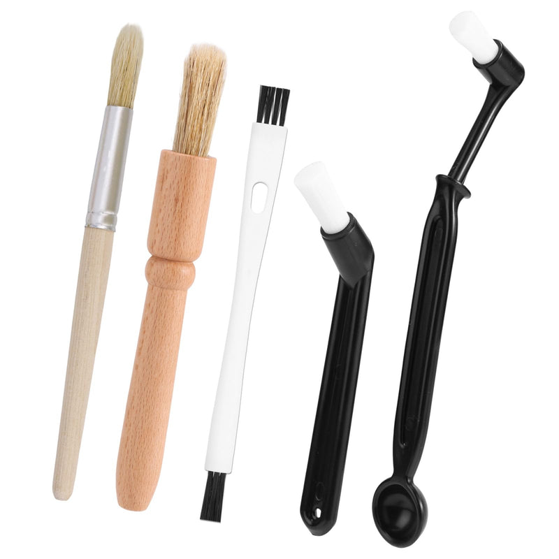 5pcs Coffee Machine Cleaning Brushes Set, Boar Bristle Espresso & Grinder Brushes Kit with Wooden Handle for Coffee Machine Accessories and Kitchen Cleaner