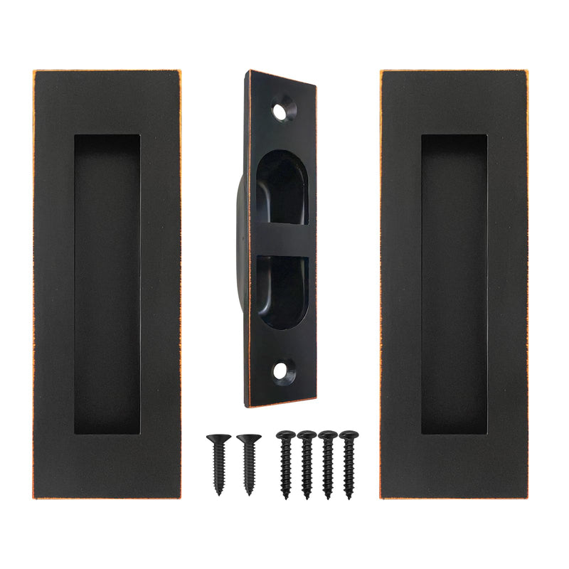 Pocket Door Handles,6 inch Recessed Flush Finger Pulls with Edge Pull,304 Stainless Steel Pocket Door Hardware, Oil Rubbed Bronze 6 Inch