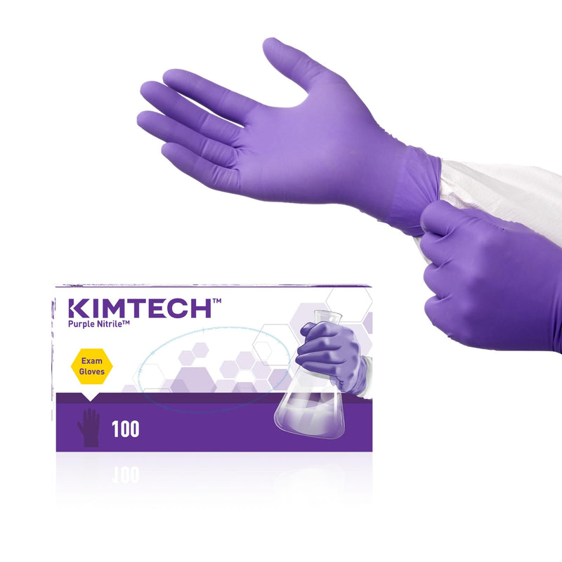 Ansell Kimtech™ Purple Nitrile™ Disposable Exam Gloves, 5.9 Mil, for Healthcare, Dental, Physicians, & Laboratory, Size Small, Purple (Box of 100) Size 7 (S) Dispenser Standard/Cuff Length