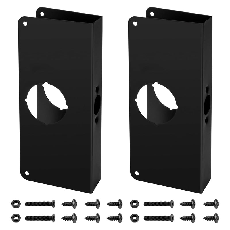 U 9585 Stainless Steel Door Lock Reinforcement Plate Black - 1-3/8 in. Thick Doors (Stainless Steel Finish) 2 Pack