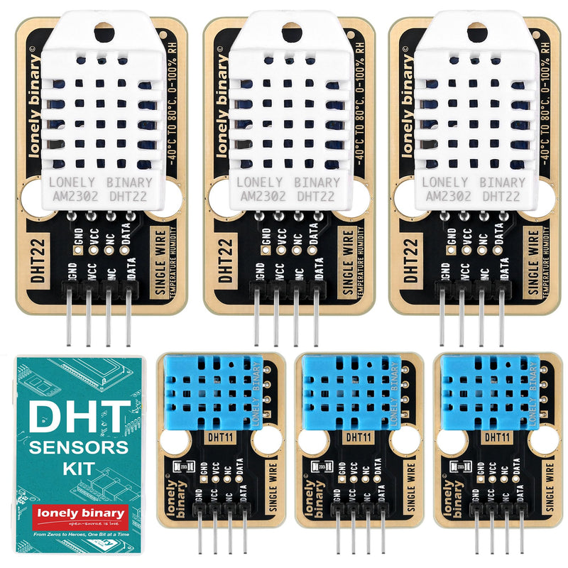 6pcs DHT22 DHT11 Gold Edition Digital Temperature Humidity Sensor Set AM2302 Weather Station Monitor for Arduino ESP32 S3 Raspberry Pi Project