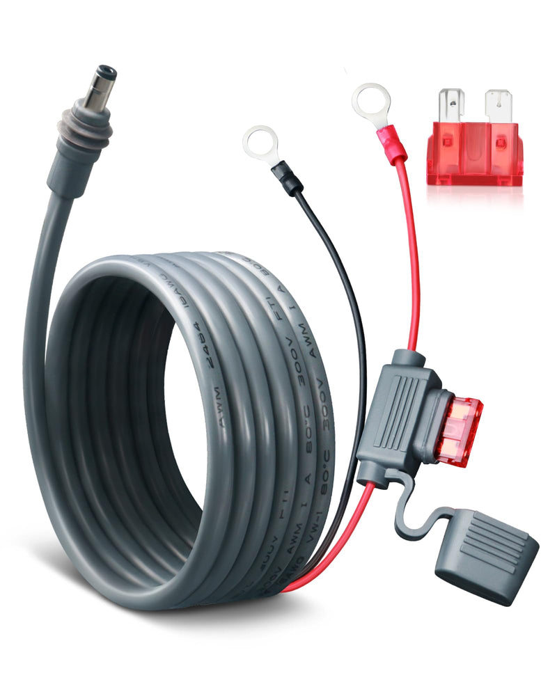 Direct Battery Power Cable for Starlink Mini, 16.4FT 16AWG | Heavy Duty Ring Terminal to DC Power Cable, Dual 10A Fuses, Waterproof ATC/ATO Holder, For RV Car Solar Off-Grid