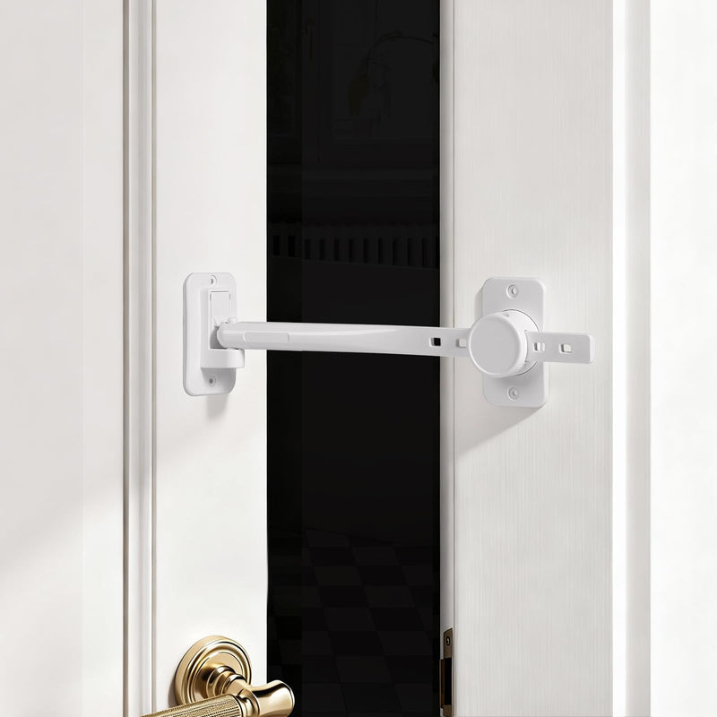 CLYMENE Door Stopper and Latch for Cats, Extra Large Adjustable Cat Door Holder Latch - Keeps Dogs Out of Litter Box & Feeding Area – Tool-Free Installation, White