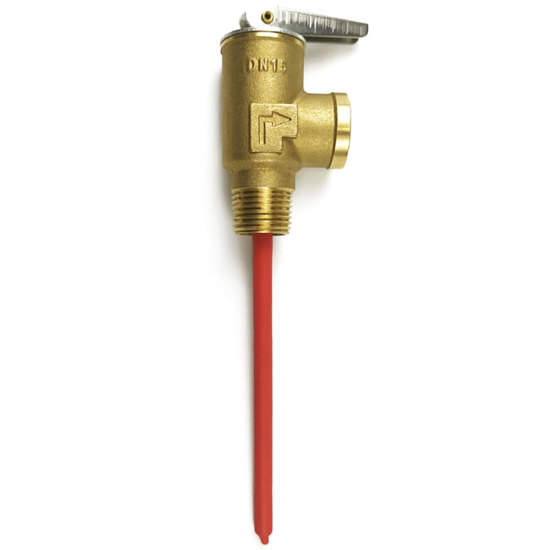 RV Hot Water Heater Temperature and Pressure Relief Valve, 210°F 150psi, Thickened Brass Body with Extended Probe, Safety Relief Valve for Electric Tank Water Heater, 1/2" NPT Thread Connection 1/2" NPT Connection