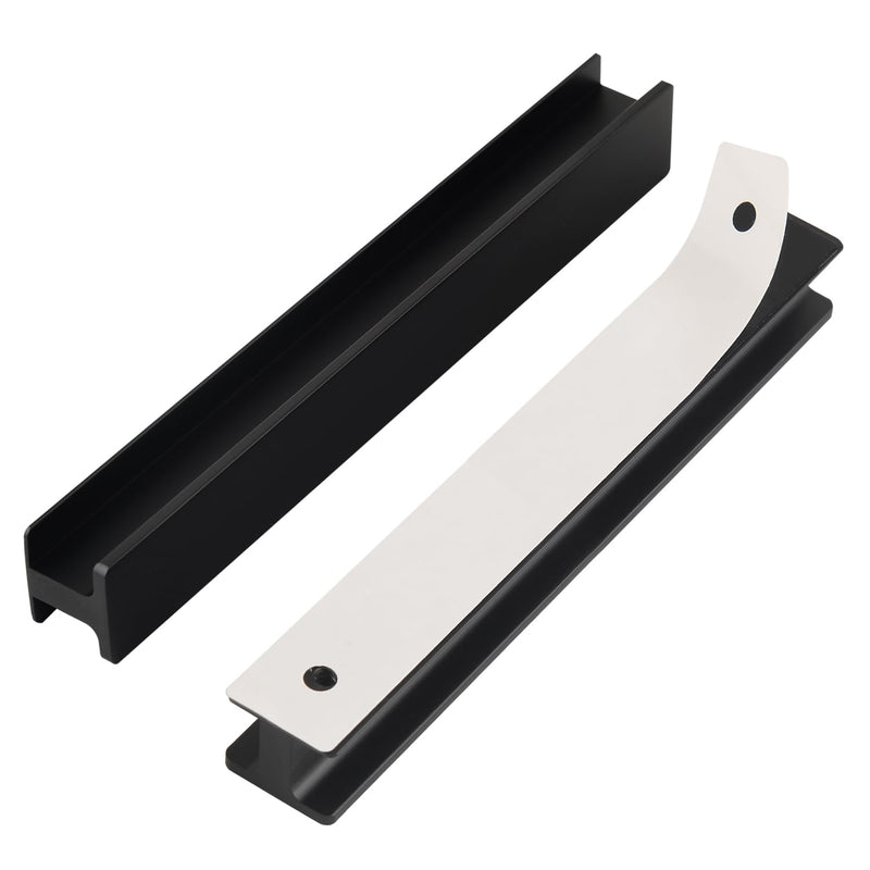 5 Pack Adhesive Drawer Handles Matte Black 7 Inch Long Cupboard Door Pulls Stick On Cabinet Pulls No Drill Glass Doors Handle Peel and Stick Barn Door Handles H-Matte Black 5