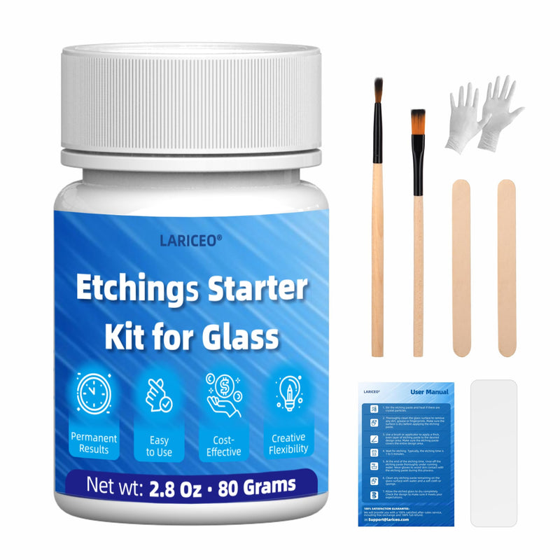 2.8oz Glass Etching Kit, High Adhesion Etching Starter Kit, Professional Glass Etching Kit for Wine Glasses, Mugs, Jars, Mirrors, Easily Create Matte Glass Designs, Durable & Long-Lasting Results 2.8oz