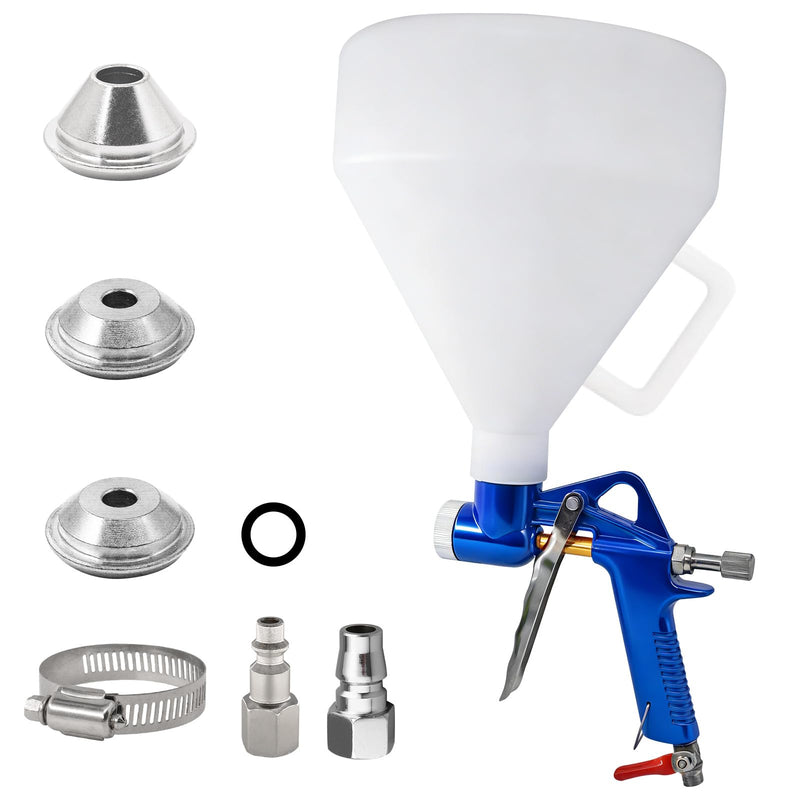 Air Texture Gun, Drywall Hopper Sprayer with 3 Nozzles, 1.5 Gallon Blue