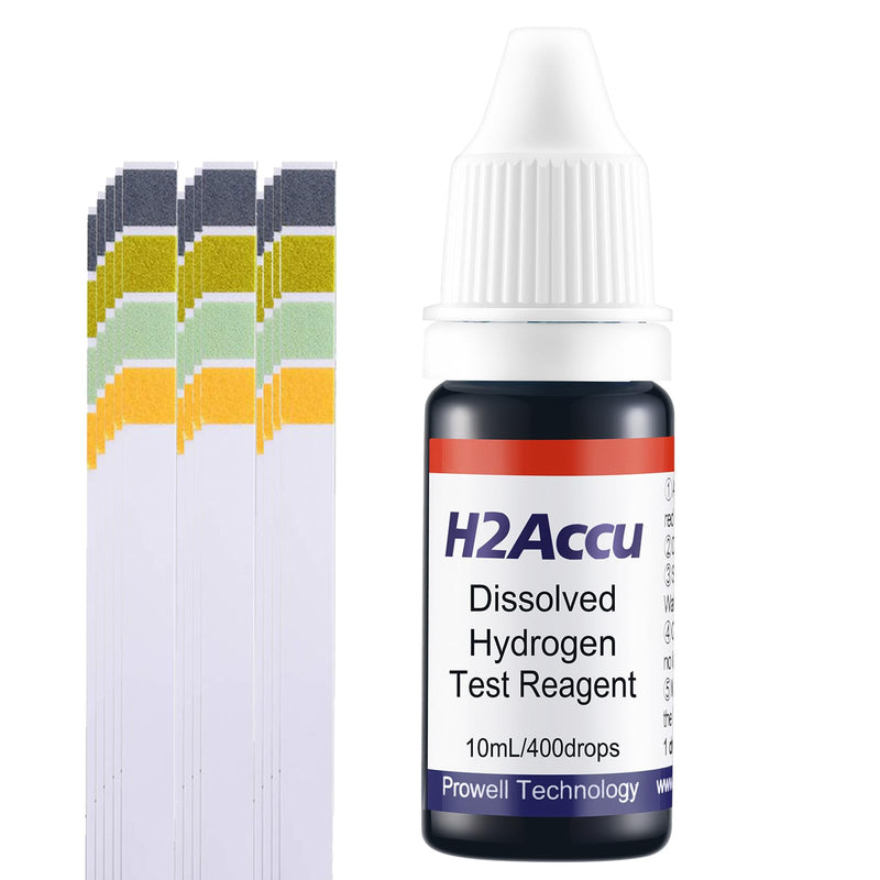 Hydrogen Water Test Kit with pH Strips - H2 Tester Blue Drops Reagent, H2Accu Dissolved Hydrogen ppm Testing, Checking, Measurement & Meter Kit, Reliable up to 10000 ppb, 10 mL