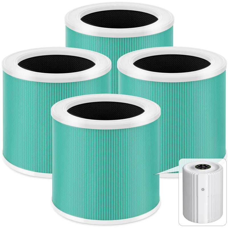 DH-JHD07 Air Filter Replacement, Compatible with VOOPNU DH-JHD07 Air Purifier, 4-in-1 True HEPA with Activated Carbon, Pet Dander Version (Green), 4 Pack Green-4 Pack