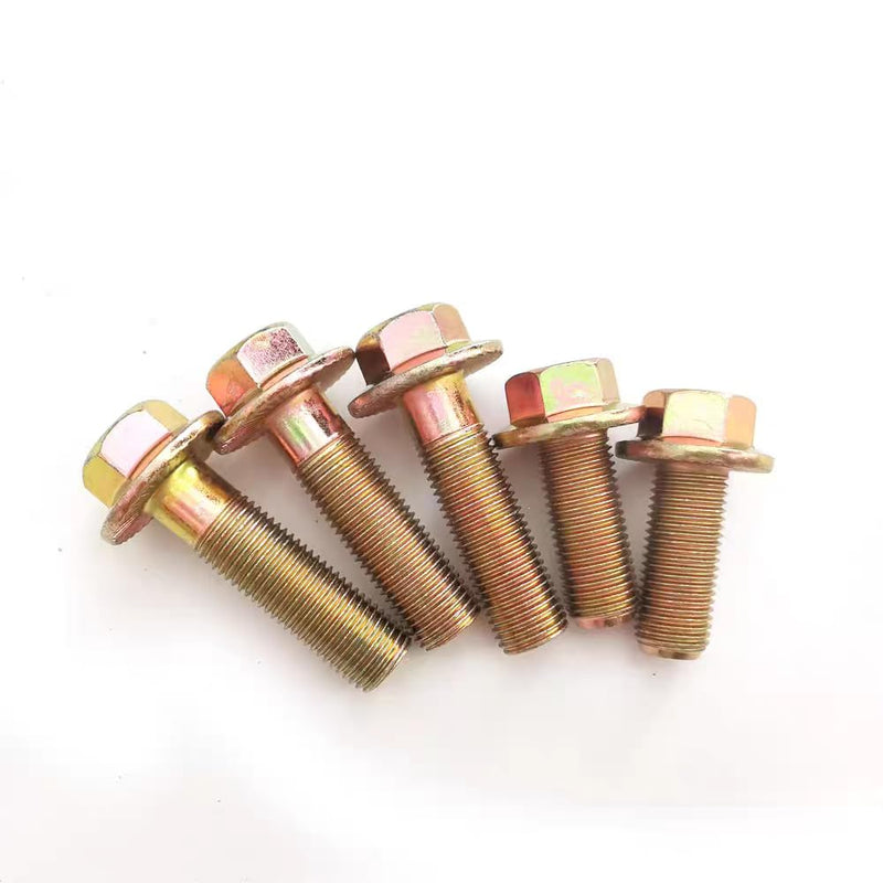 10.9 Grade High-Strength M12-1.25 Hex Flange Fine-Thread Screws, 9 Lengths (25/30/40/50/60/70/80/90/100mm) - 4 Pcs, Color-Zinc Plated, Suitable for Hardware & Car Modification (M12-1.25 * 100mm) M12-1.25*100mm