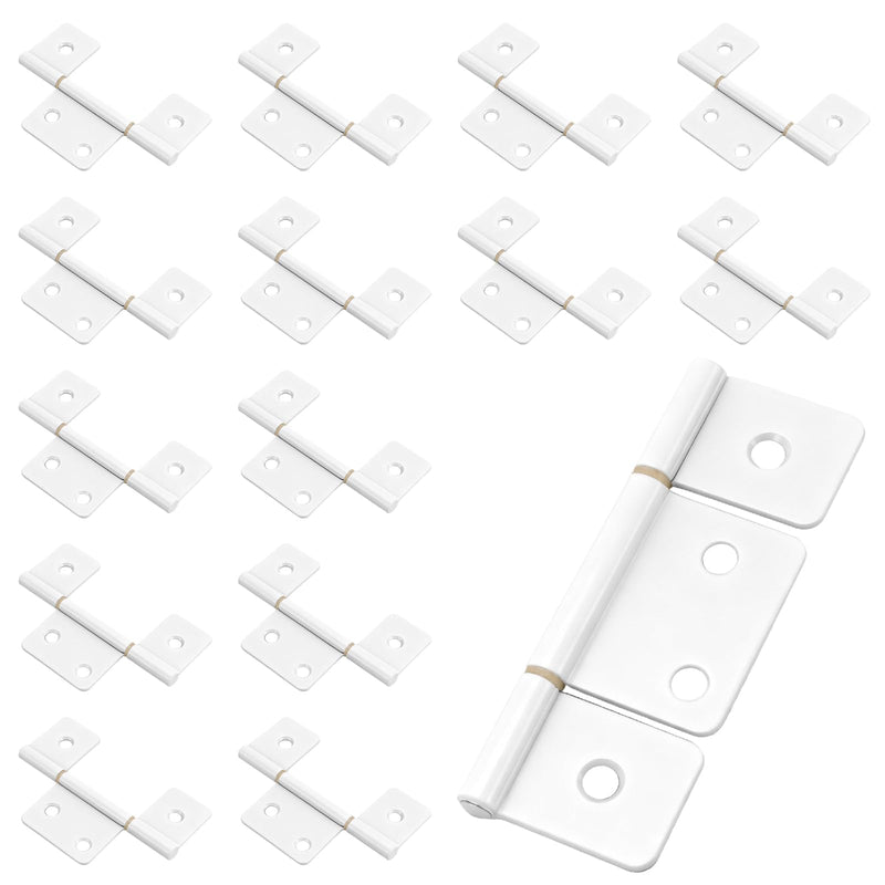 15 Pack 3.5 Inch Three Leaf Non-Mortised Hinge, Carbon Steel Non-Mortised Door Hinges for Mobile Home & RV Interior, White