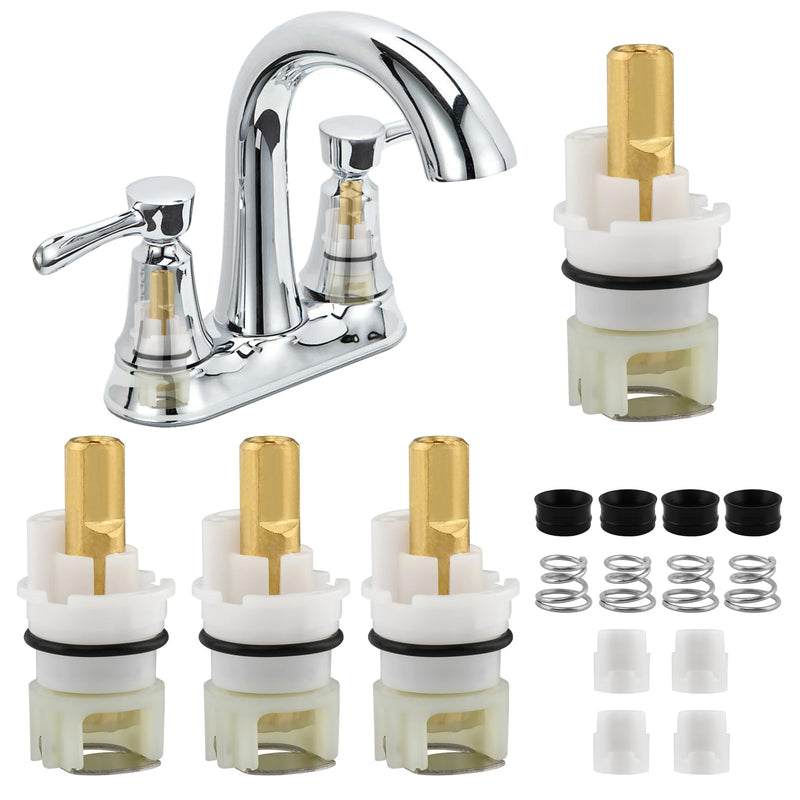 4 Pack RP25513 Faucet Stem Assembly Compatible with Del-ta Two Handle Faucet Repair Kit with RP4993 Rubber Seat, Spring and Turn stop1/4, Replacement Stems Cartridges for Bathtub Shower Sink Faucets