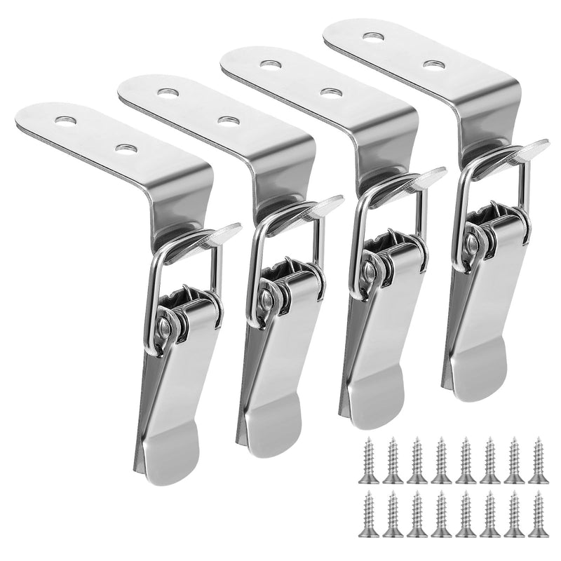 4 Pack 90 Degree Tool Box Hood Locks Latches, Stainless Steel Spring Loaded Toggle Latch Tool Box Hasps Catch Clamp Clip Lock with 16 Screws for Cabinet Door Barn