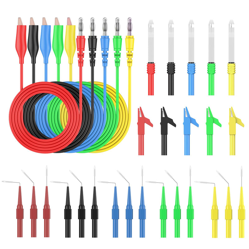Vibit 30 Pcs Back Probe Kit Automotive, Banana Plug to Alligator Clip Test Leads, Back Probe Test Lead Kit with Wire Piercing Probe, Insulated Test Leads Set for Multimeter & Electrical Testing