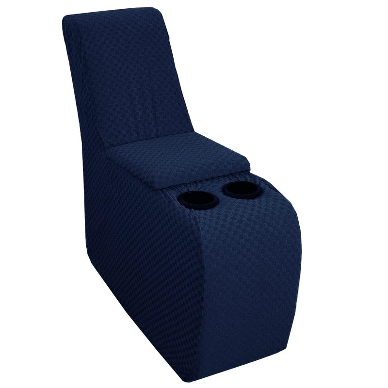 YEMYHOM Additional Recliner Console Cover for Couch with Cup Holder and Storage, Latest Jacquard Middle Reclining Console Slipcover Fitted Furniture Protector with Elastic Bottom (Navy Blue) Standard Middle Console Navy