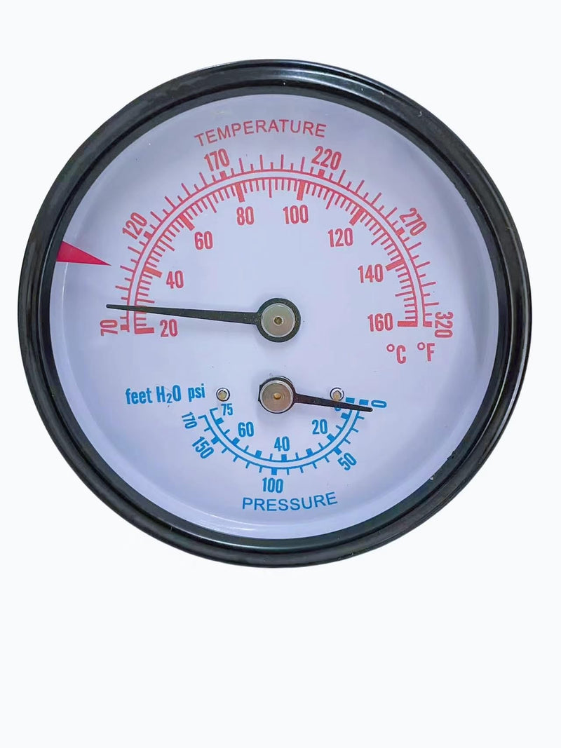 Replacement Tridicator Boiler Gauge, 2-1/2-inch Dial | 1/4-inch Male NPT Connection, 1 1/2-inch Stem Length, 0/75 PSI Pressure Range, Bronze Internal Construction