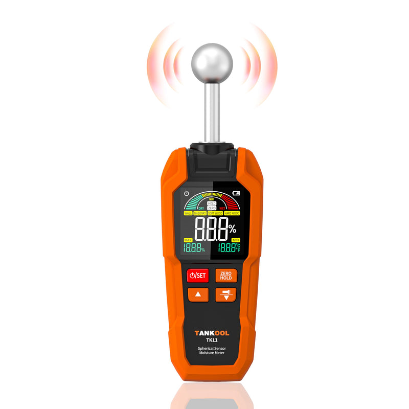 Pinless Moisture Meter with Ball Probe for Non-Destructive Area Scans for Walls & Drywall | Digital Moisture Detector,Measuring Depth 5-40mm Digital Moisture Meter Built-in Flashlight