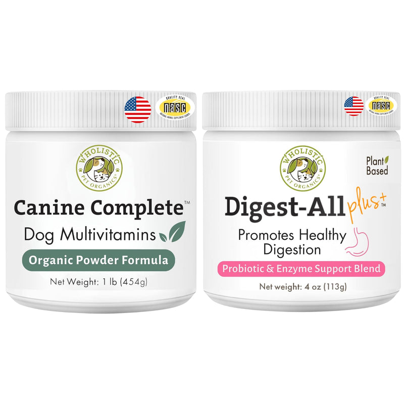 Wholistic Pet Organics Canine Complete & Dog Probiotics Powder - Dog Multivitamins with Prebiotics and Probiotics for Immune System, Digestive Health & Overall Health Support - Promote Daily Wellness - NewNest Australia