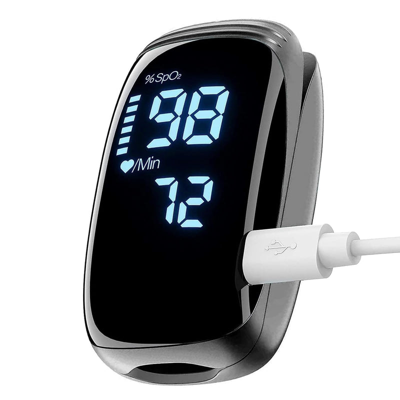 Finger Pulse Oximeter, Fingertip Blood Oxygen Saturation with Pulse Monitor, Oximeter with Lanyard, Pulse Oximeter for Sport and aviation use (black)