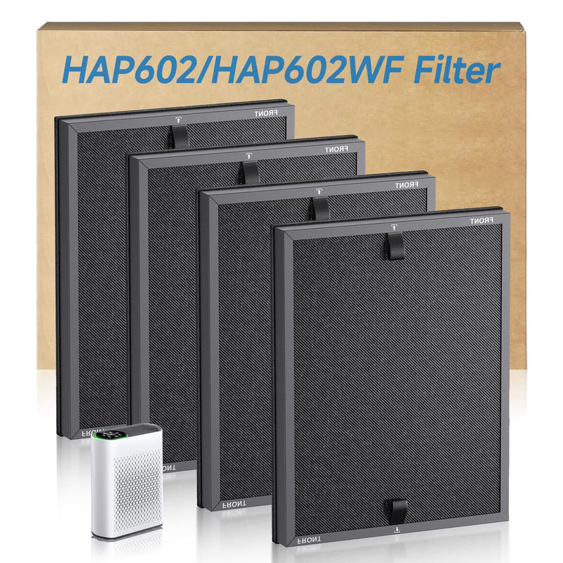 4 Pack HAP602 Replacement Filter for ECOSELF HAP602 & HAP602WF Air Purifier Black-4 Pack