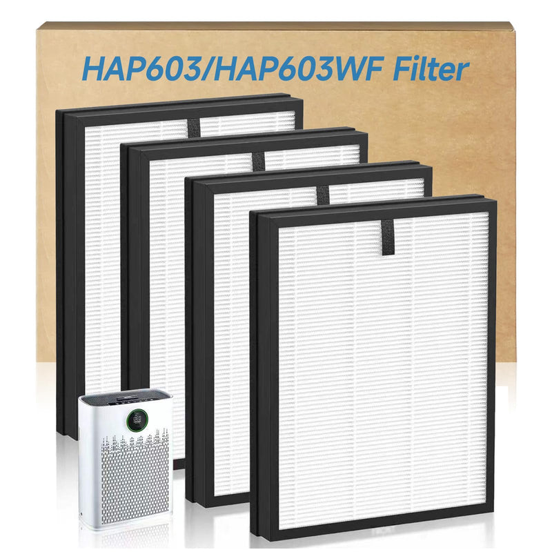 4 Pack HAP603 Replacement Filter for ECOSELF HAP603 & HAP603WF Air Purifier White-4 Pack