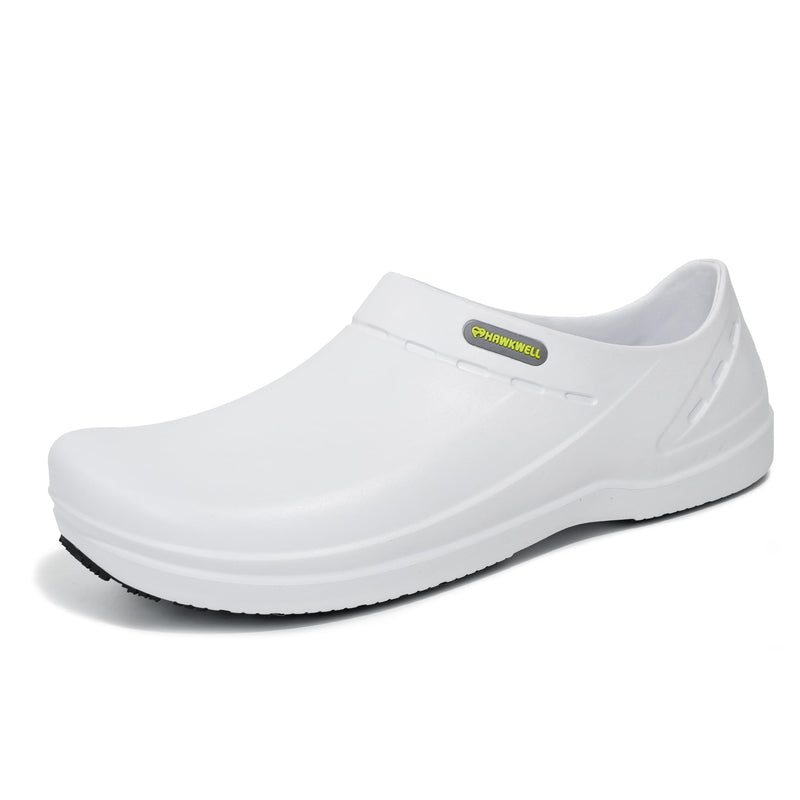 Hawkwell Professional Nursing Shoes for Men - Slip Resistant Surgical Clogs, Lightweight Waterproof Medical Work Shoes - Comfortable Shoes for Healthcare, Food Service, Garden 9 White