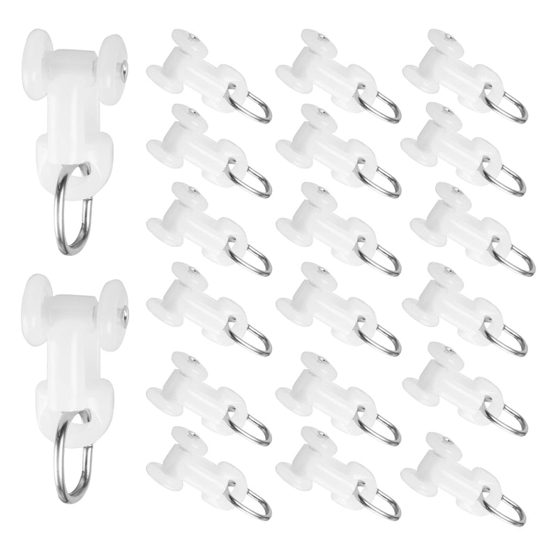 Curtain Track Rollers,20pcs Smooth-Glide Ceiling Track Rollers, Silent Wheels for Drapes, Curtain Rail Pulley Gliders 20pcs/Pack