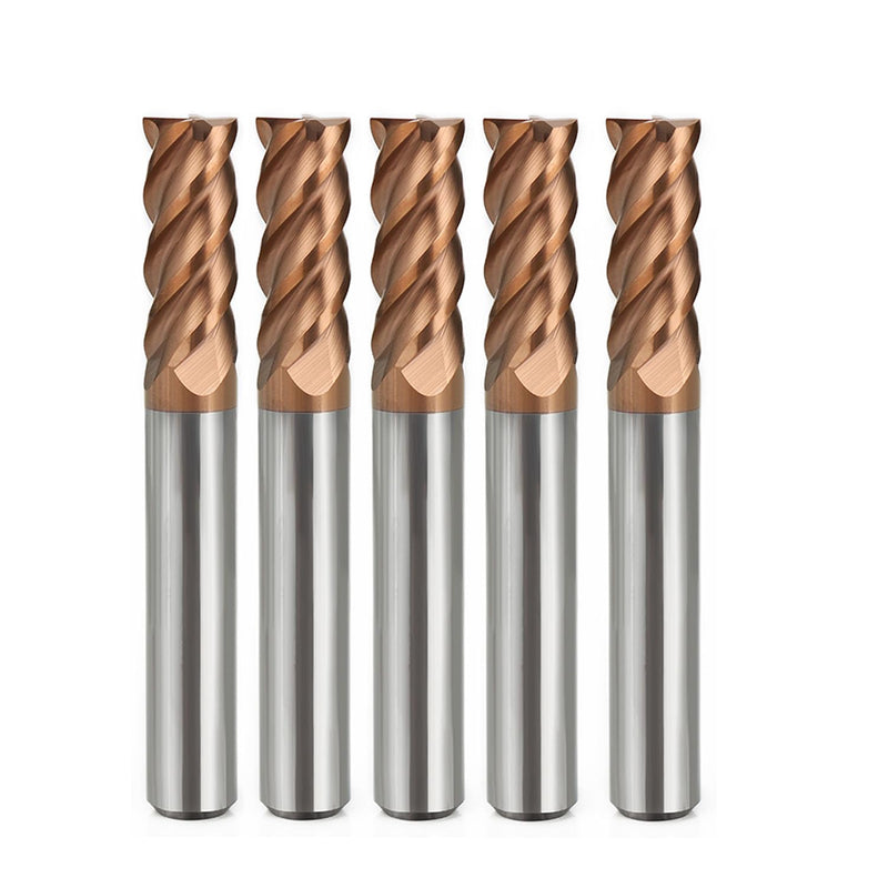 Carbide End Mill Set, 5Pcs 3/16 in Head & Shank 4 Flute TiAlN Coated End Mills, Milling Bits for Aluminum, Iron, Stainless Steel & Copper 5
