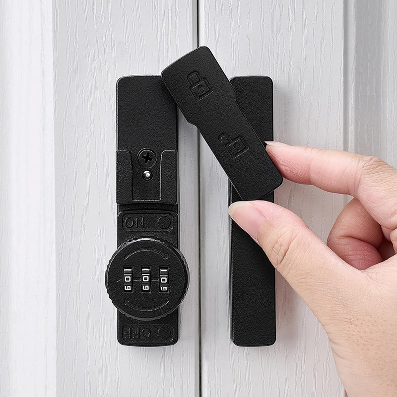 Matte Black 180 Degree Mechanical Password Lock, 3-Digit Combination Keyless Flip Latch for Barn Door, Windows, Cabinets, Garden, Bathroom, Privacy Protection Matte Black 1