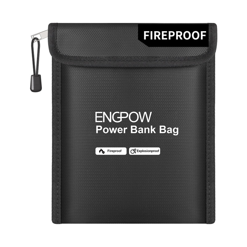 ENGPOW Fireproof Organizer Travel Bag, Heat Insulated＆Explosion-Proof Electronic Carry Case, Portable Home Travel Safe Storage for Power Bank,Phone,Cables,USB Drive and Charging Protection, 9''x7'' 9'' x 7''