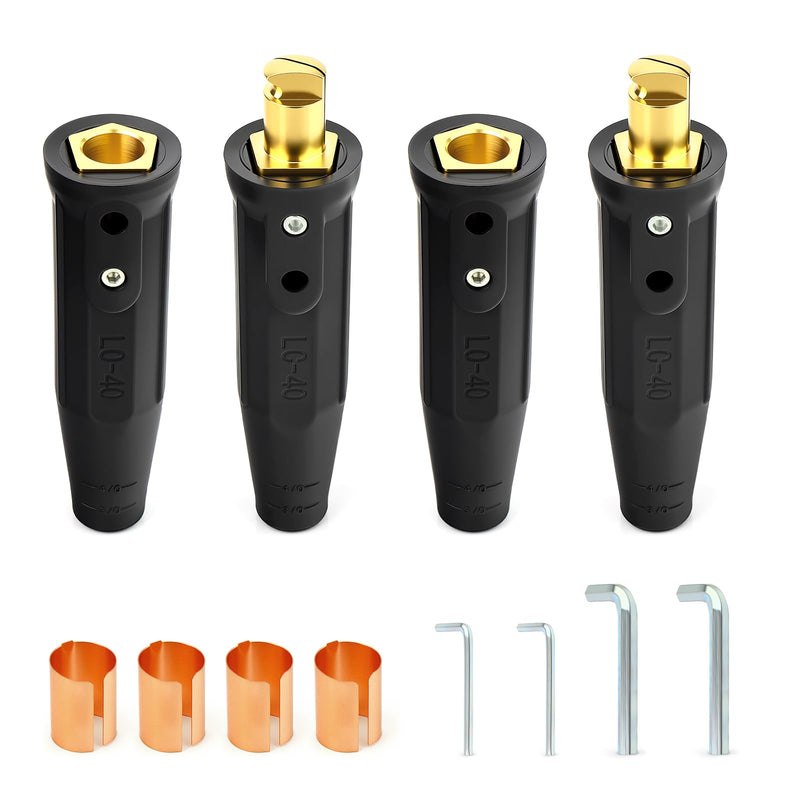 MEANLIN 2Sets LC-40 Welding Leads Quick Connector,Welding Cable Connectors,1/0 and 2/0(50-70mm²) Cable Size Capacity,350 Amp Max Rating,Male & Female Welding Connectors for Welding Machine Accessories