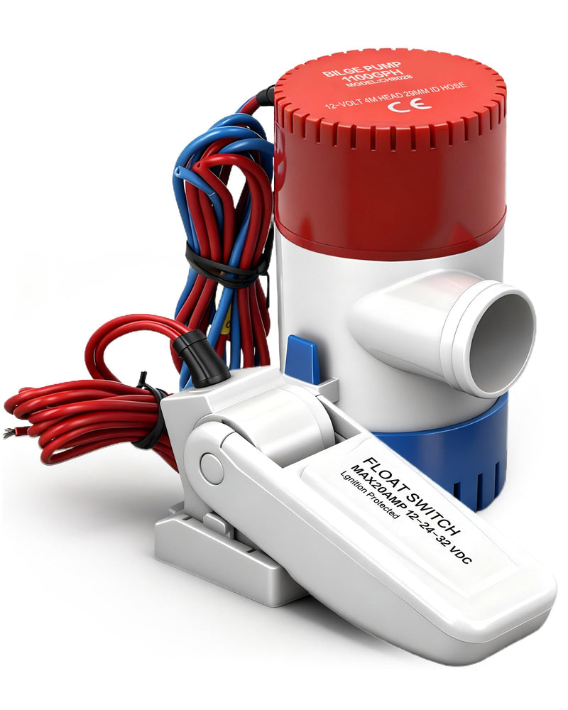 1100 GPH Boat Bilge Pump 12V with Automatic Boat Pump Float Switch Marine Bilge Water Pump High-Flow Fully Bilge Pumps for Boats, Yachts 1100gph Bilge Pump With Float Switch
