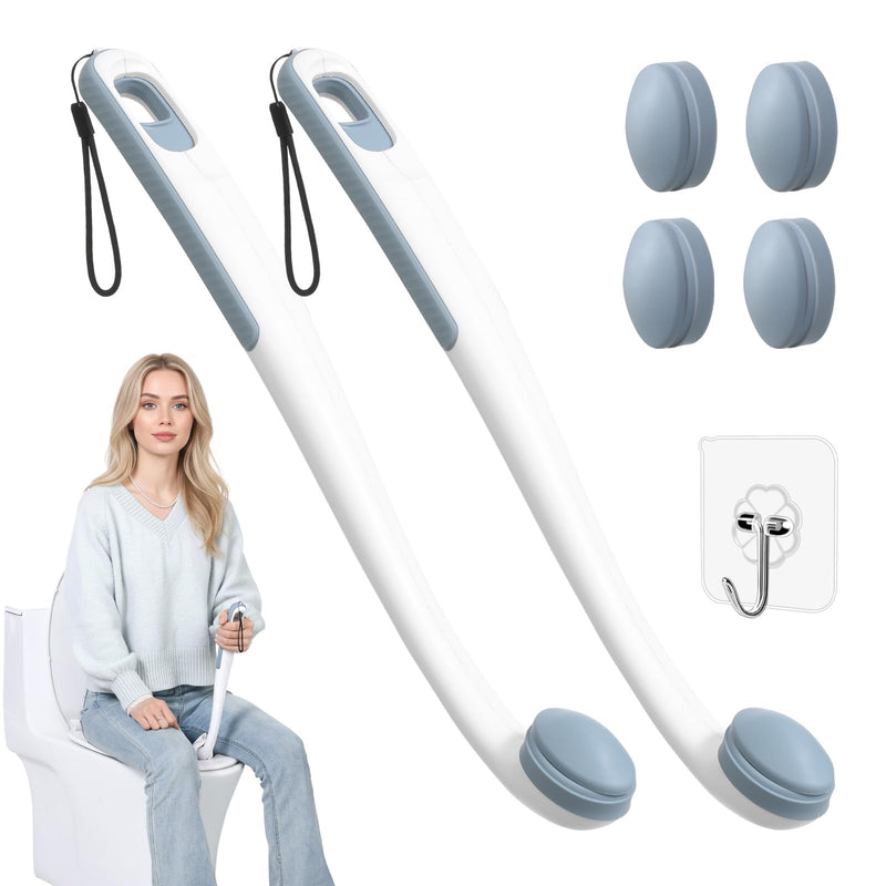 Toilet Aids for Wiping Bottom, 2-Pack - Long Reach Comfort Wipe with Replaceable Head & Strap - Bottom Buddy Wiping Aid for Elderly, Disabled & Post-Surgery