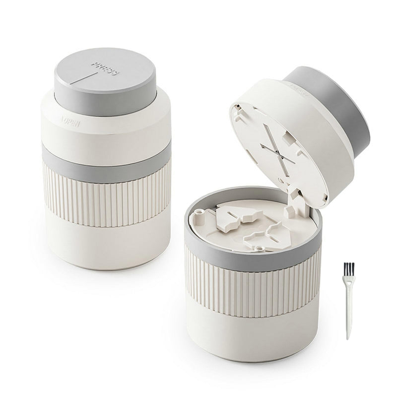 3-in-1 Pill Cutter, 1/2 1/4 Pill Crushers & Splitters with Stainless Steel Hidden Sharp Blade and Storage for Small or Large Pills, Pills Crusher Fine Powder for Tablets (Gray) Gray