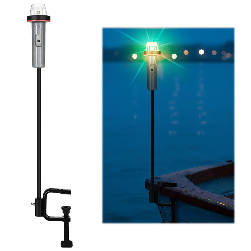 Tuanse Portable Battery-operated Boat Navigation Light, Bi-color Red/green Bow Light with Adjustable Clamp and 24" Stern Lamp, Waterproof for Small Boats, Kayaks, Canoes