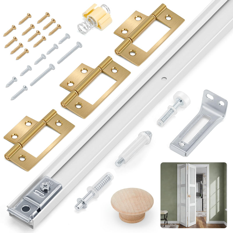 Bifold Door Hardware Kit - 36 Inch Bifold Door Hardware with Track, Bi-Fold Closet Door Track Repair Replacement Tool Kit