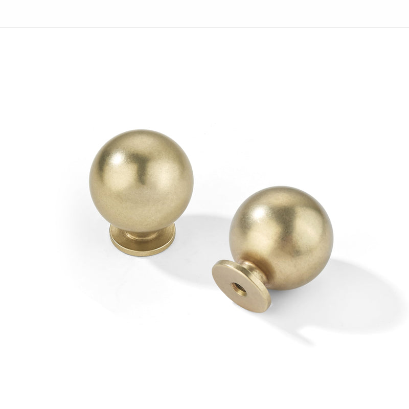 khtumeware 5 Pack 100% Solid Antique Brass Cabinet Knobs Round Ball Real Brass Vintage Brass Knobs for Dresser Drawer 1-1/8 Inch Diameter 1-1/8 Inch Diameter-Knob