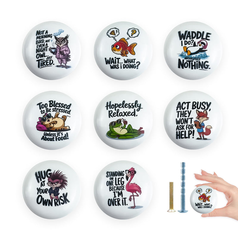 Ceramic 8Pack 1.5" Ceramic Fun Unique Cute Animal Decorative Kitchen Cabinet Cupboard Furniture Dresser Drawer Knobs Pull Handles