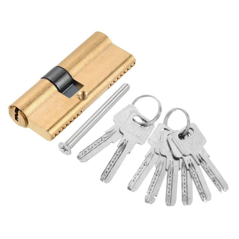 Solid Brass Lock Cylinder (75mm 32.5/42.5) - Double Lock Doors Lock Cylinder Replacement with Mounting Screw and 8 Keys for Wooden and Aluminum Doors 75mm 32.5/42.5