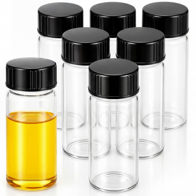 Geelin 6 Pcs Portable Turbidity Meter Sample Cells, 25mm Diameter x 60 mm Length Leak-Proof Vial, Black Screw Cap for Digital Turbidity Meter Analyzer Turbidimeter