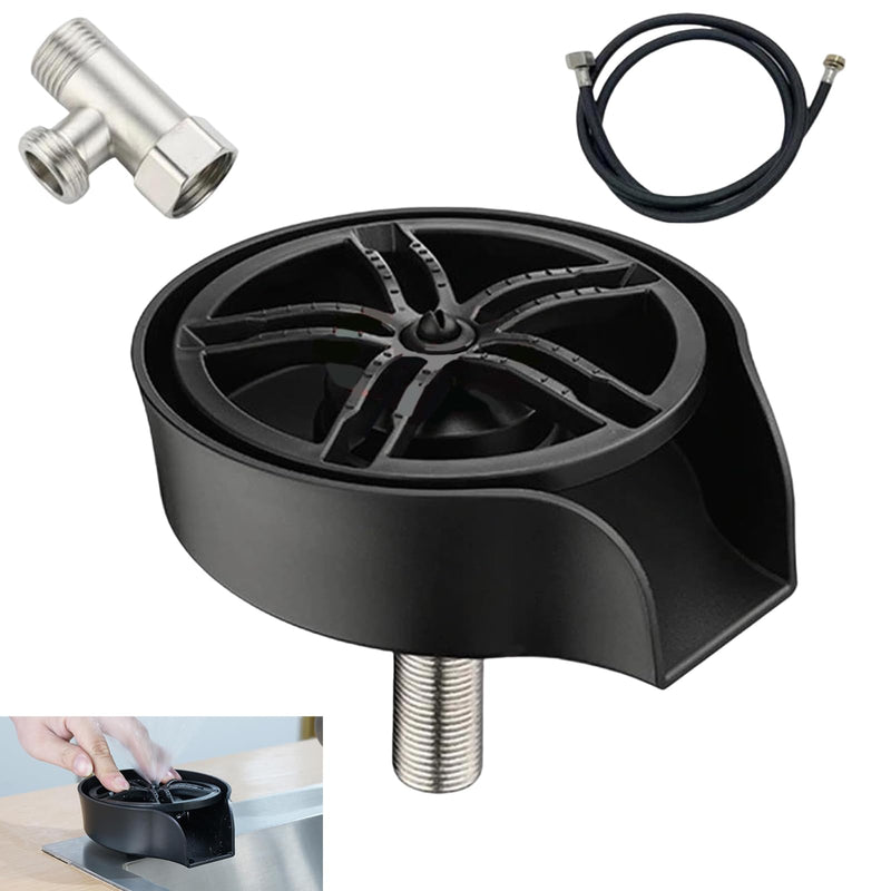 SOONHUA Kitchen Sink Glass Rinser, Pull-Out Spray Head Cup and Bottle Cleaner with Universal Quick Adapters for Fast Rinsing Wine Glasses, Mugs & Jars, Heavy-Duty Chrome Finish